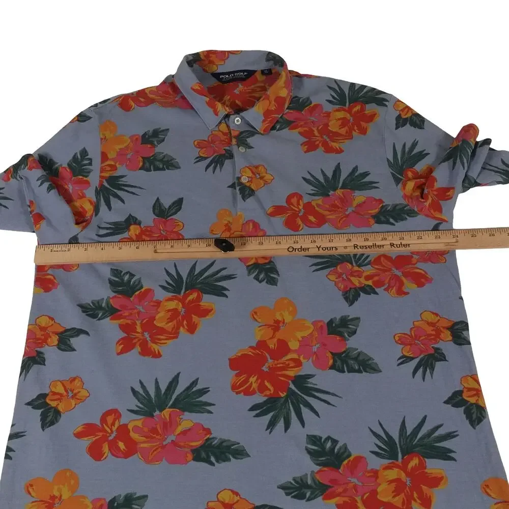 Ralph Lauren Vintage Floral Hawaiian Pima Cotton Golf Polo Shirt Men's XL